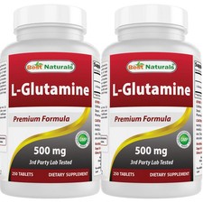 2 Pack Best Naturals L-Glutamine 500 mg 250 Tablets