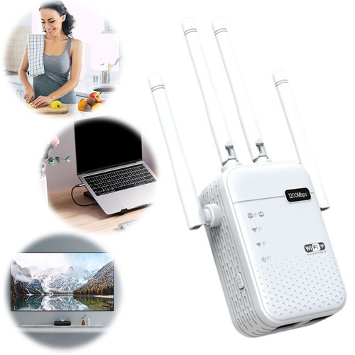 1200Mbps WiFi Repeater 4 External Antennas 5GHz & 2.4GHz Dual-Band WiFi Enhancer - Picture 2 of 14