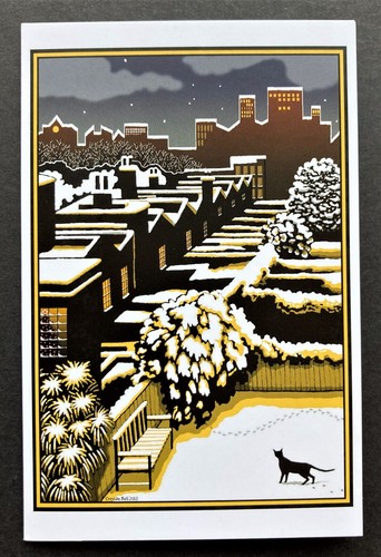 SET OF 4 Cressida Bell Christmas New Year Cards Snowy Owl Fox Cat Bird UK - Picture 5 of 10