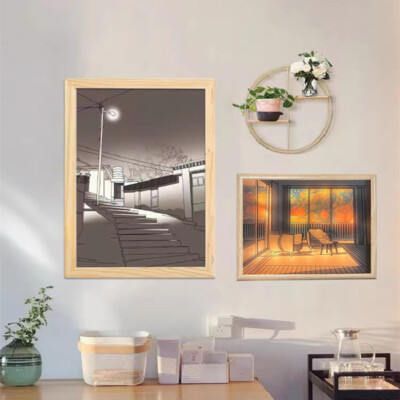 LED Decorative Light Painting Picture. Style Creative Modern Simulate Sun.