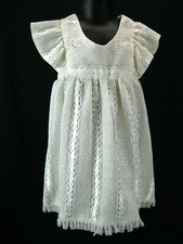 Vintage/Antique Pinafore Apron Ivory Lace Sz 3/4 Lined EUC USA 