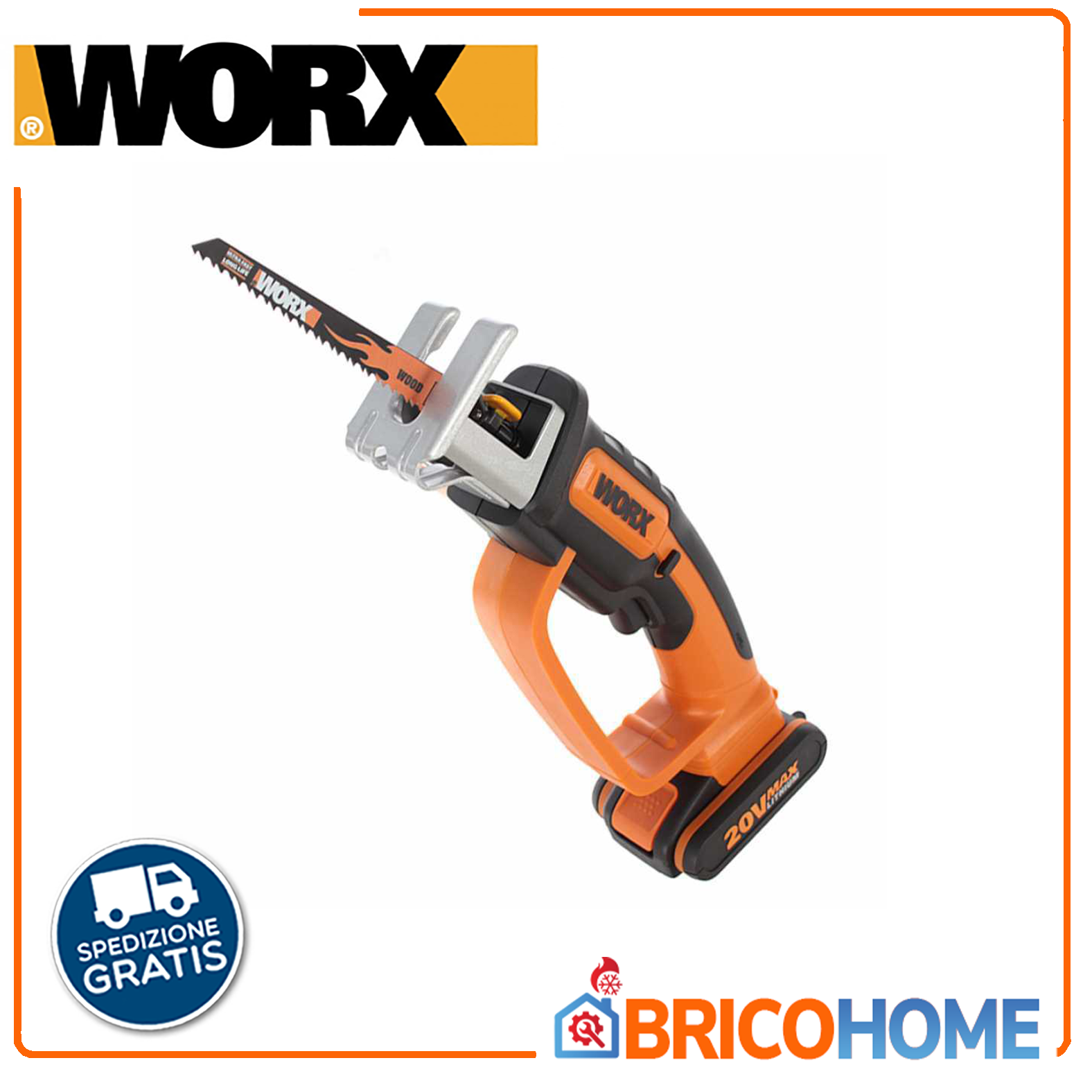 Seghetto Multifunzione a Batteria Worx WG894E 20V - Arancione/Nera