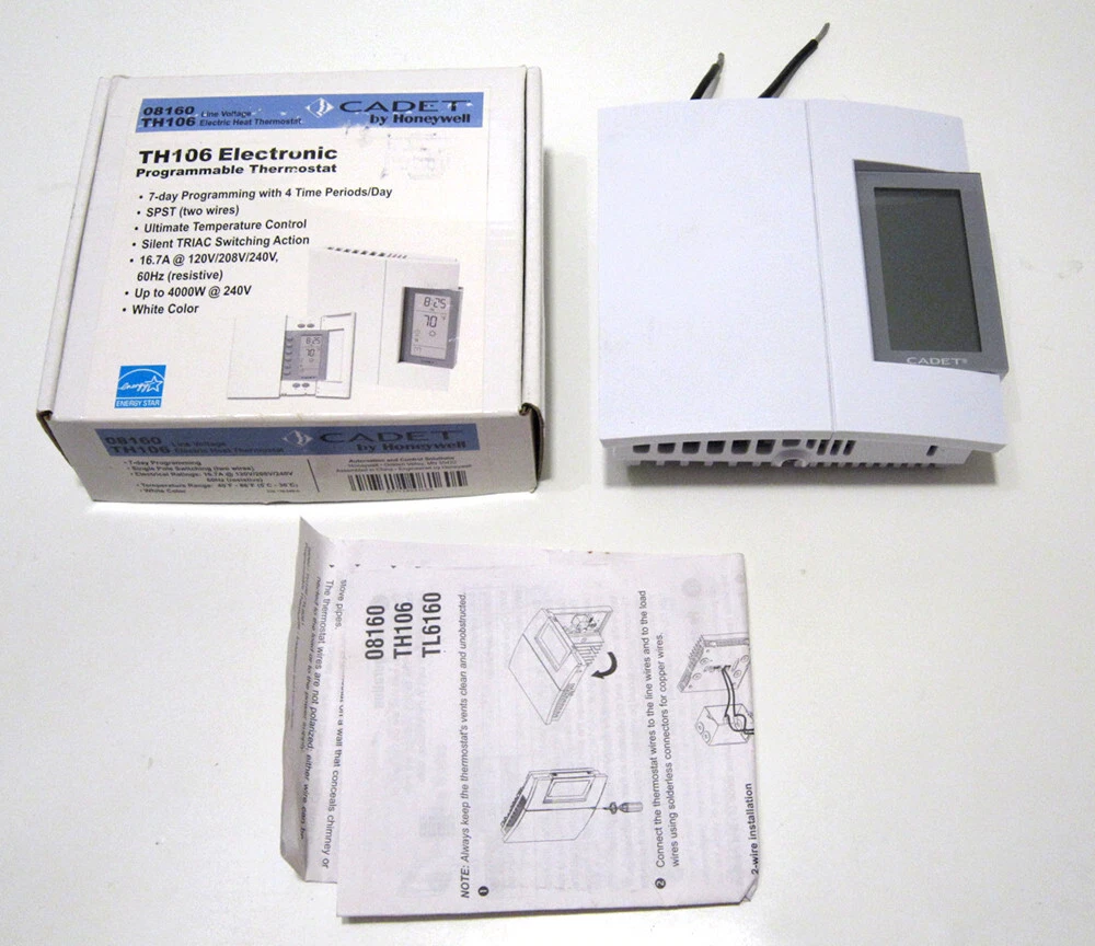 NEW Cadet Honeywell TH106 Programmable Digital Thermostat 120/240/208V  White | eBay