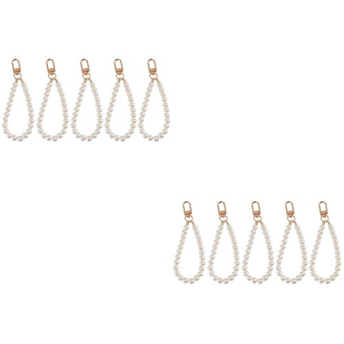 2 PCS Pearl Key Chain Protective Pendant Decorative Lanyard