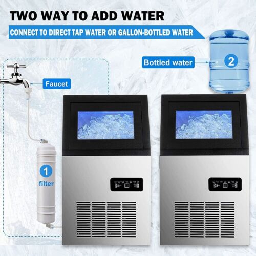 58KG/24H Commercial Ice Maker Stainless Steel Ice Cube Machine Restaurant Bar - Picture 4 of 18
