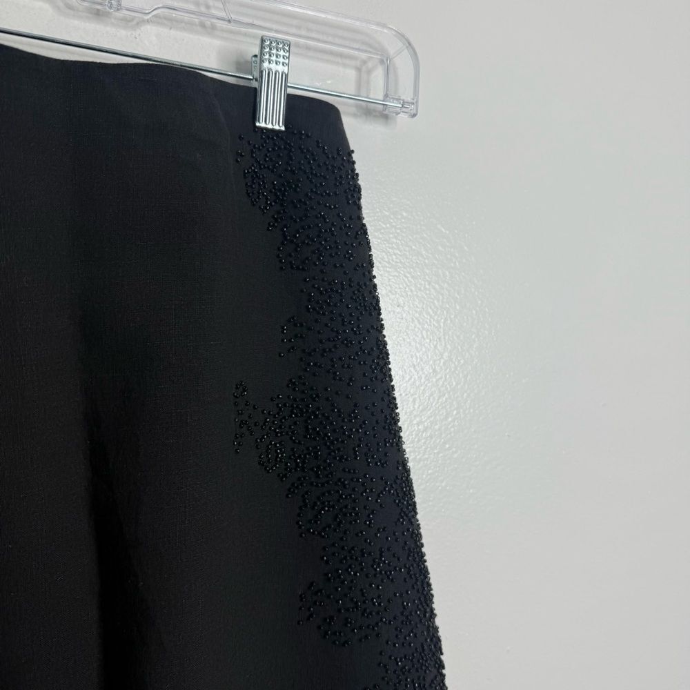 NWT Massimo Dutti Black Linen Blend Skirt With Embroidery Beads Size Small thumbnail 2