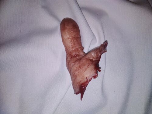 Silicone horror movie prop severed thumb chopped off gore prank film halloween - Picture 3 of 3