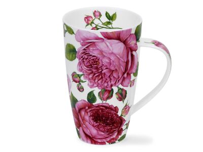 DUNOON Becher Henley Rosabunda 0,6l Bone China Kaffeetasse mit Rosenmotiv 600ml