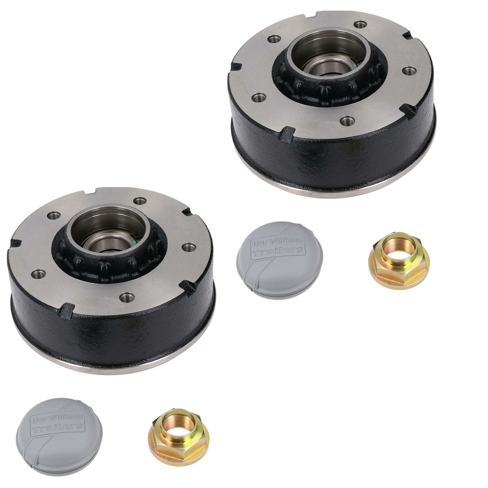 2pk 200 x 50mm Brake Drums & Bearings for Ifor Williams Trailer 5 Stud 6.5"" PCD