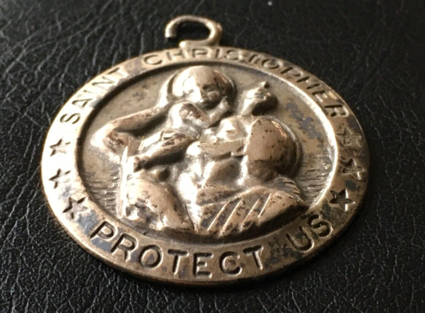 Vtg Solid Sterling Silver Saint Christopher Charm… - image 11