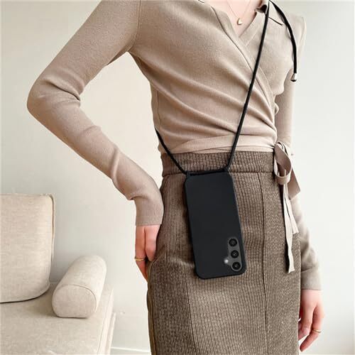 Crossbody Lanyard Phone case for Silicone Phone Samsung Galaxy A15 4G/5G Black - Picture 5 of 7