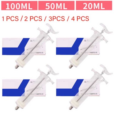 1/2/3/4 set 20/50/100ml Reusable Veterinary Syringe for Livestock Supply Tool