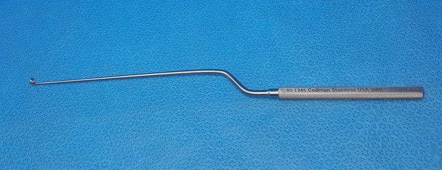 Codman 80-1345 Hardy Curette 3mm Tip Width Angled Down 9.25