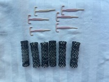 Lot of 6 Vintage spring mesh curlers black With The Pins
