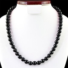 FINEST 330.00 CTS NATURAL RICH BLACK SPINEL ROUND FACETED BEADS NECKLACE STRAND