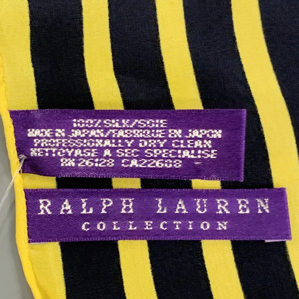 COLECCIÓN RALPH LAUREN Bufanda Cuadrada de Seda a Rayas Amarilla Azul Marino Foto 4 de 4