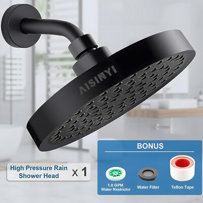 AISINYI High Pressure Rainfall Shower Head, 6 Inch Luxury Chrome Showerhead | Adjustable, Easy Install, Removable Restrictor
