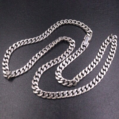 Solid 925 Sterling Silver Chain Men 6mm Curb Cuban Link