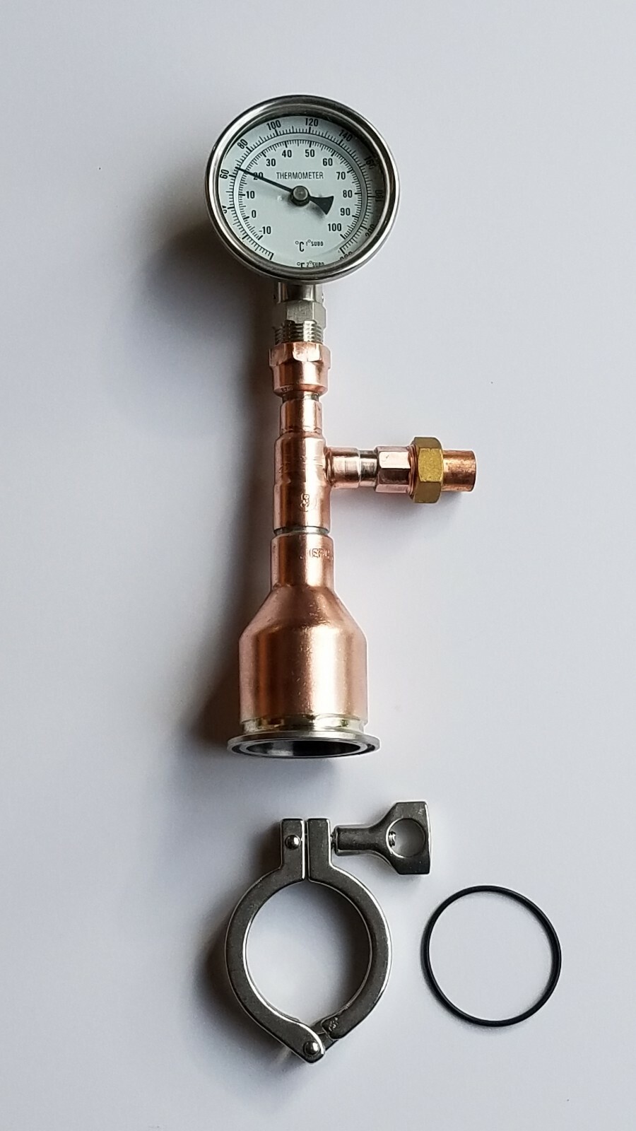 Beer Keg Still Kit w/ thermometer 2" x 1/2 Copper Tri Clamp Gasket