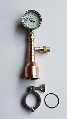 Beer Keg Still Kit  w/ thermometer 2'' x 1/2 Copper Tri Clamp Gasket 