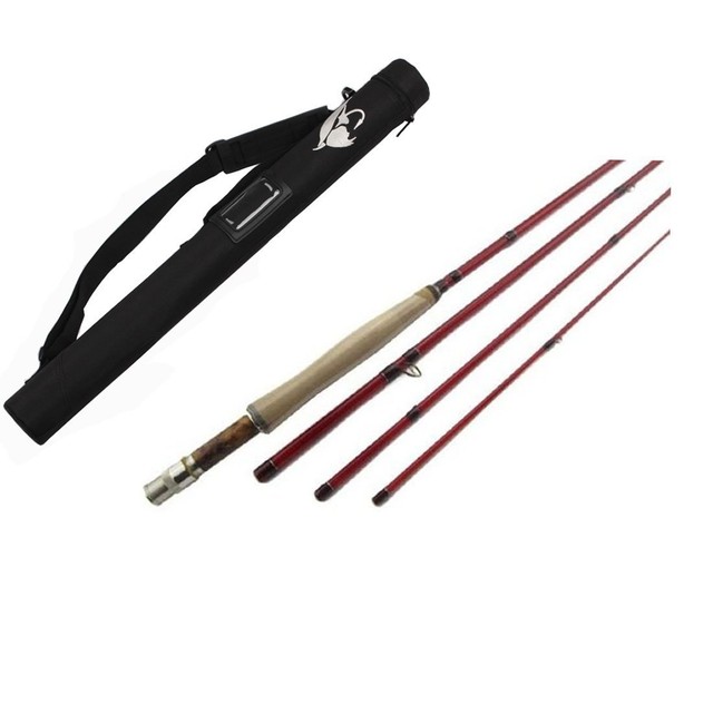Aventik Medium Fast action Transparent Red Fiberglass Fly Rod Cordura