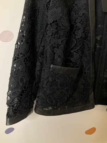 The Kooples Black Lace And Leather Short Jacket UK 6 New Tags Designer RRP £375 - Picture 21 of 23