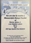 2025 Topps Signature Class Basketball Orange Refractor Bronny James Jr. #MS-BJ