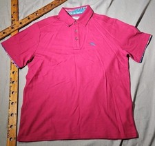 Tommy Bahama IslandZone Shirt Mens Medium Pink Polo Button Preppy Floral Trim