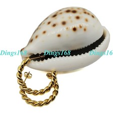 18K Gold Filled Tarnish-Resist 1.25"/32mm Post Back Twisted Hoop Earrings B5A-T