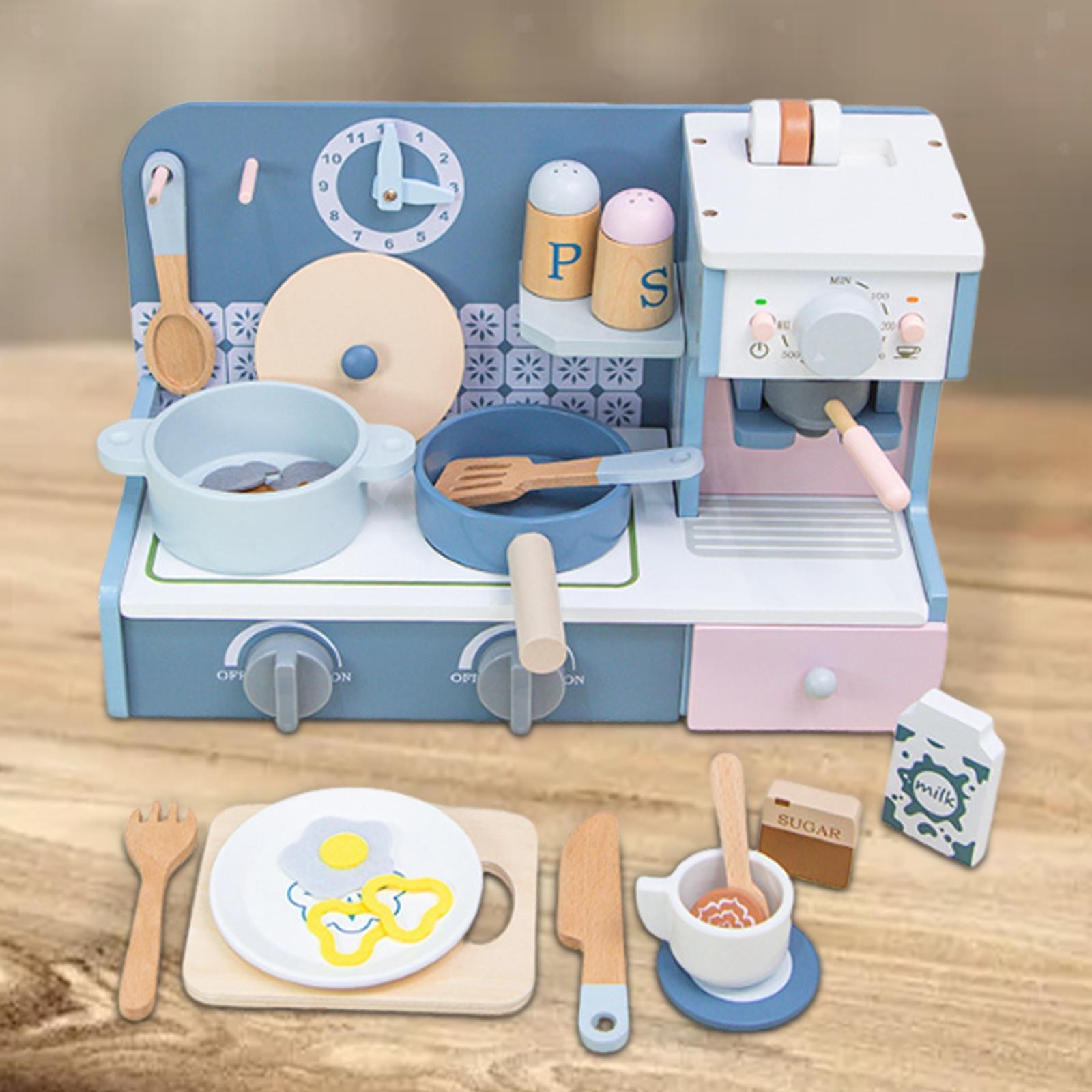 Kitchen Toy Playset Wooden Kithen and Cooking Play Set Creative and Imaginative