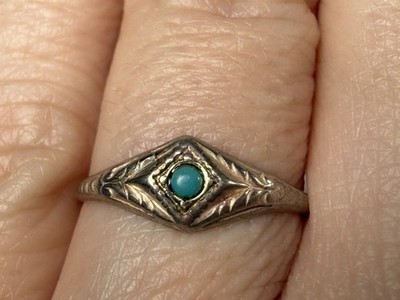 Sterling Silver Uncas Turquoise Ring Southwestern Floral Size 5