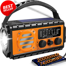 74000mWh Hand Crank Emergency Radio Solar NOAA Weather Alert Flashlight - US