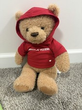Oso de peluche Build A Bear Little Cub marrón con radio volante sudadera con capucha roja