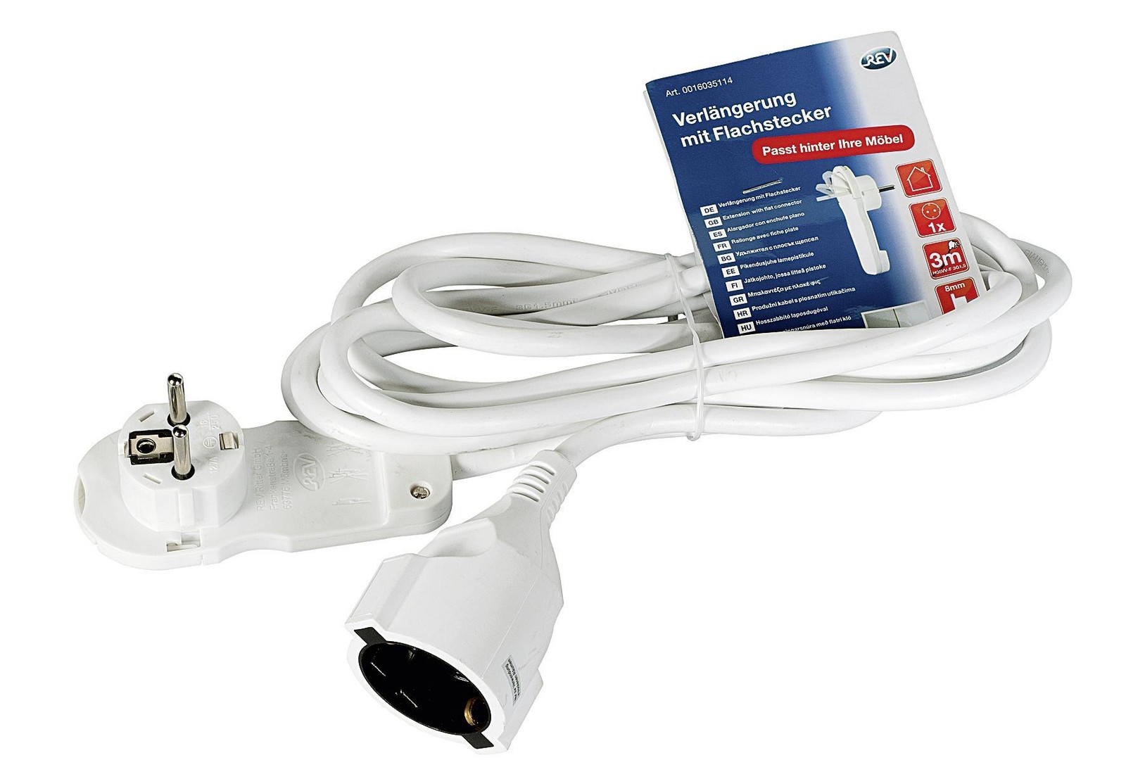 ПРОИЗВОДИТЕЛЬ Ritter Verlngerungskabel 3m Flachstecker weiss 3290₽
