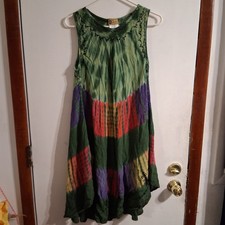 Boho Tye Die Hippie Colorful Flowy Dress OSFM