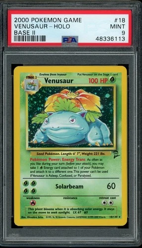 Pokemon PSA 9 Base Set 2 Venusaur 18/130 Holo Rare 2000 Near Mint