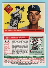 1955 Topps Baseball Reprint # 215 Frank Kellert -- Brooklyn Dodgers -- Box 733