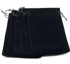 6pcs 7" X 5" Velvet Cloth Jewelry Pouches/Drawstring Bags Black