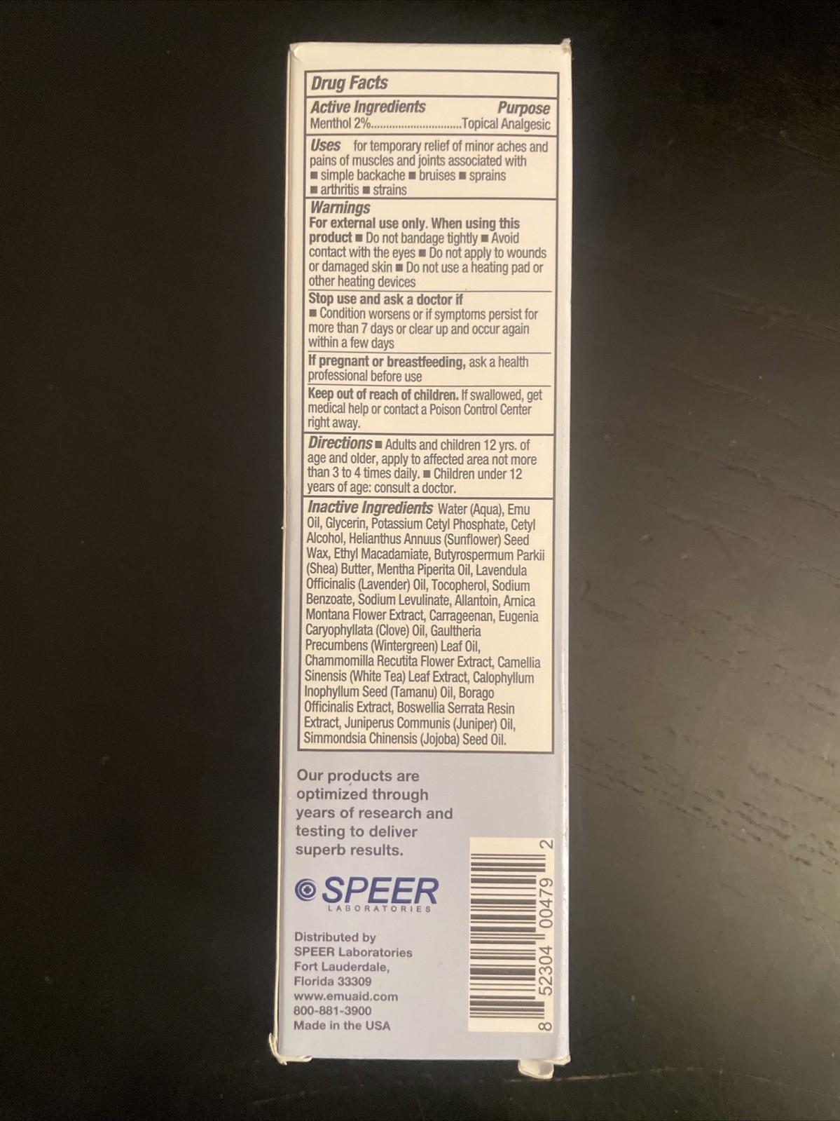 Emuaid Pain Relief Cream 2% Menthol For Aching Muscles & Joints  4 oz Exp 02/26