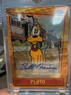 Topps 2026 Disney Neon Pluto Hard Signed Bill Farmer Auto Orange 05/25 SP