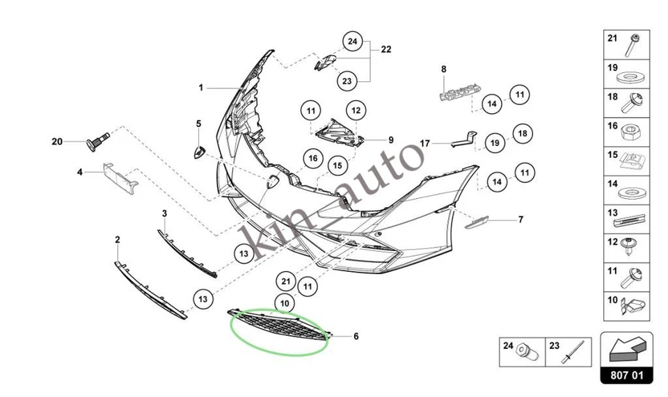 Parachoques delantero para Lamborghini Huracan LP610 parrilla lado izquierdo 4T0807681A Foto 2 de 2