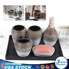 5pcs Bathroom Accessories Set Lotion Dispenser Holder Ceramic Hotel Bathroom