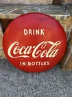Original 36" Vintage 1950's Drink Coca Cola in Bottles A-M 11-53 Button Sign 36"