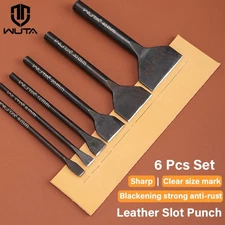 WUTA 6-12 Pcs Leather Slotted Punch Set Straight Slot Cutter  Leather Craft Tool
