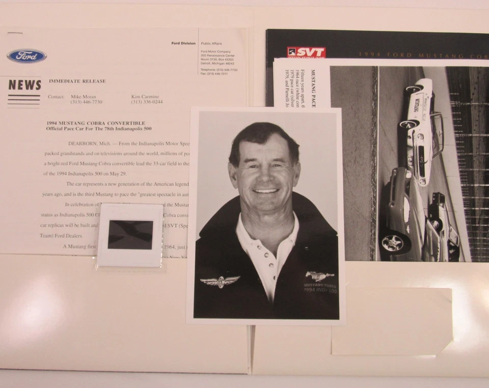 Mustang Ford Cobra 1994 Pace Car Media Press Kit Indianapolis 500 Parnelli Jones Foto 3 de 4