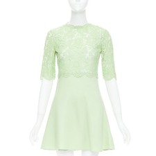 VALENTINO light green cotton blend lace bodice A line dress IT38 XS