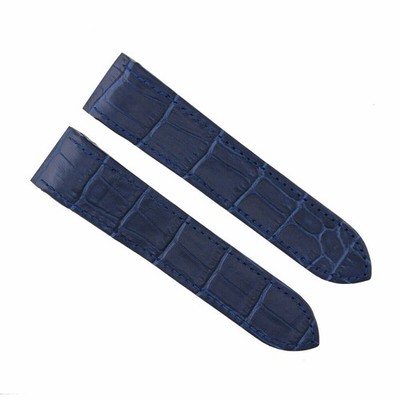 23MM LEATHER BAND STRAP ALLIGATOR GRAIN FOR 38MM CARTIER SANTOS 100 XLARGE BLUE