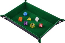 SIQUK Double Sided Dice Tray, Folding Rectangle PU Leather and Dark Green Velve