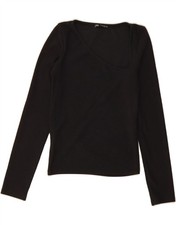 ZARA Womens Top Long Sleeve UK 10 Small Black BN28