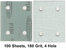 SurfPrep 3" x 4" 180 Grit 4 Hole Hook & Loop Film Sheet 100 Pcs 3x4" Sandpaper
